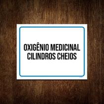 Kit 3 Placa Sinalização Oxigênio Medicinal Cilindros Cheios