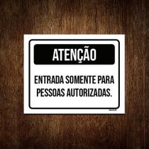 Kit 3 Placa Sinalização - Preta Atenção Entrada Pessoas