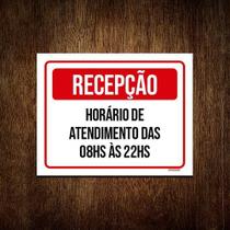 Kit 3 Placa Sinalização - Recepção Verm Horário Atendimento