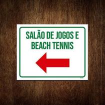 Kit 3 Placa Sinalização - Salão De Jogos E Beach Tennis