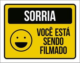 Kit 3 Placa Sorria Você Sendo Filmado Amarela Sorriso 36X46