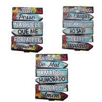 Kit 3 Placa Tropicalia Frases 20x30 Mdf Madeira Adesivado