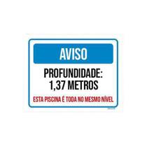 Kit 3 Placa ul Aviso Profundidade 1,37 Metros - Sinalizo.Com