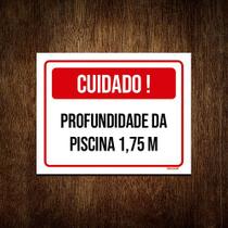 Kit 3 Placa Vermelha - Cuidado Profundidade Piscina 1,75m