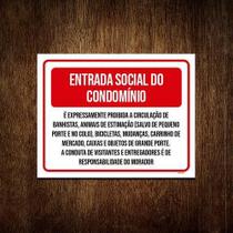 Kit 3 Placa Vermelha Entrada Social Do Condomínio
