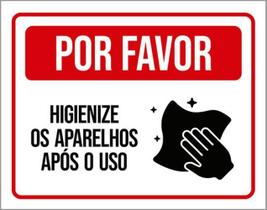 Kit 3 Placas Academia Higienize Aparelhos Após Uso