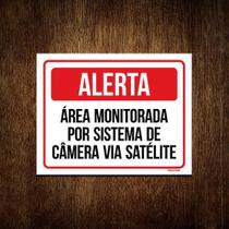 Kit 3 Placas Alerta Área Monitorada Sistema Câmera Satelite