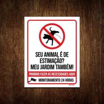 Kit 3 Placas Animal Estimação Jardim Proibido Fazer Coco V