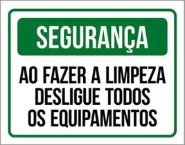 Kit 3 Placas - Ao Fazer Limpeza Desligue Todos Equipamentos Kit 3 Placas - Ao Fazer Limpeza Desligue Todos Equipamentos
