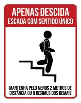 Kit 3 Placas Apenas Descida Escada Sentido Único Distancia
