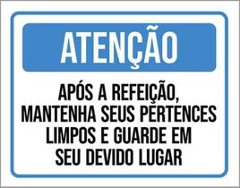 Kit 3 Placas Após Refeição Mantenha Pertences Limpos 36X46