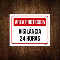 Kit 3 Placas Área Protegida Vigilância 24 Horas Kit 3 Placas Área Protegida Vigilância 24 Horas