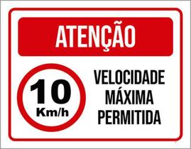 Kit 3 Placas Atenção 20Km Velocidade Máxima