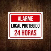 Kit 3 Placas Atenção Alarme Local Protegido 24 Horas