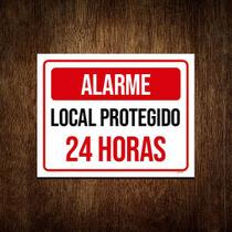 Kit 3 Placas Atenção Alarme Local Protegido 24 Horas - Sinalizo