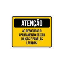 Kit 3 Placas Atenção Desocupar Apartamento Lave Louça