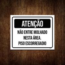 Kit 3 Placas Atenção Não Entre Molhado Piso Escorregadio
