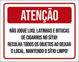 Kit 3 Placas Atenção Não Jogue Lixo Bitucas No Sítio
