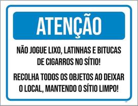 Kit 3 Placas Atenção Não Jogue Lixo Mantenha Sítio Limpo Kit 3 Placas Atenção Não Jogue Lixo Mantenha Sítio Limpo