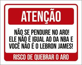 Kit 3 Placas Atenção Não Se Pendure No Aro Basquete