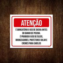 Kit 3 Placas Atenção Obrigatório Uso Ducha Proibido Óleos
