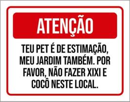 Kit 3 Placas Atenção Pet Estimação Jardim Xixi Cocô