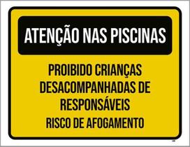 Kit 3 Placas Atenção Piscinas Proibido Crianças