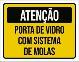 Kit 3 Placas Atenção Porta Vidro Sistema Molas 36X46