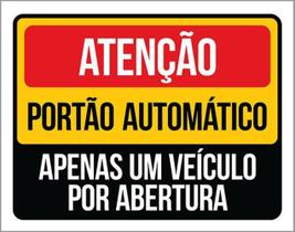 Kit 3 Placas Atenção Portão Automático Veículo Abertura