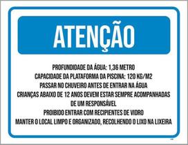 Kit 3 Placas Atenção Profundidade Água 36X46