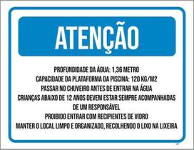 Kit 3 Placas Atenção Profundidade Água 36X46 Kit 3 Placas Atenção Profundidade Água 36X46