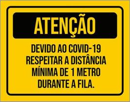 Kit 3 Placas Atenção Respeitar A Distância Mínima De 1 Metro