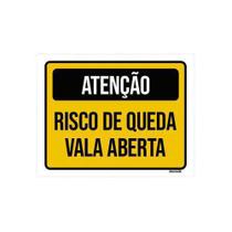 Kit 3 Placas Atenção Risco Queda Vala Aberta - Sinalizo.Com