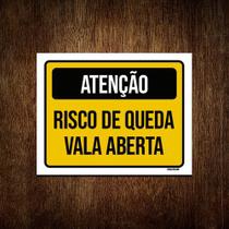 Kit 3 Placas Atenção Risco Queda Vala Aberta - Sinalizo