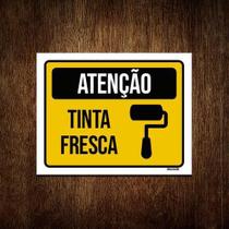 Kit 3 Placas Atenção Tinta Fresca