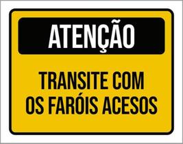 Kit 3 Placas Atenção Transite Com Faróis Acesos 36X46