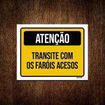 Kit 3 Placas Atenção Transite Com Faróis Acesos