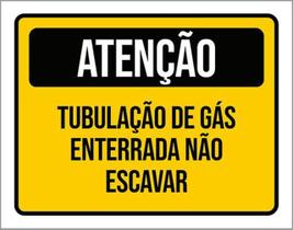 Kit 3 Placas Atenção Tubulação De Gás Enterrada Não Escavar