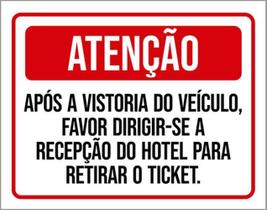 Kit 3 Placas Atenção Vistoria Veículo Dirigir-Se Recepção