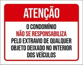 Kit 3 Placas Aviso Condomínio Não Se Responsabiliza Extravio