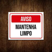 Kit 3 Placas Aviso Higiene Mantenha Limpo