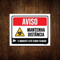 Kit 3 Placas Aviso Mantenha Distância Ambiente Filmado