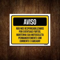 Kit 3 Placas Aviso Não Responsabilizamos Eventuais Furtos