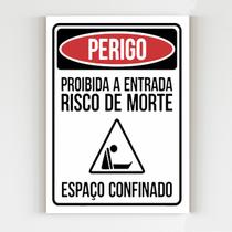 kit 3 Placas aviso perigo proibida a entrada risco de morte