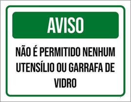 Kit 3 Placas Aviso Permitido Nenhum Utensílio Garrafa Vidro