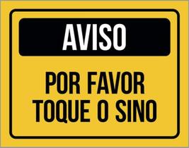 Kit 3 Placas Aviso Por Favor Toque Sino Amarela 36X46