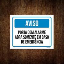 Kit 3 Placas Aviso Porta Com Alarme Abra Emergência