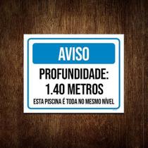 Kit 3 Placas Aviso Profundidade 1 40 Metros Kit 3 Placas Aviso Profundidade 1 40 Metros