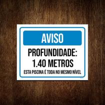 Kit 3 Placas Aviso Profundidade 1 40 Metros