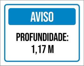 Kit 3 Placas Aviso Profundidade 1,17 Metros